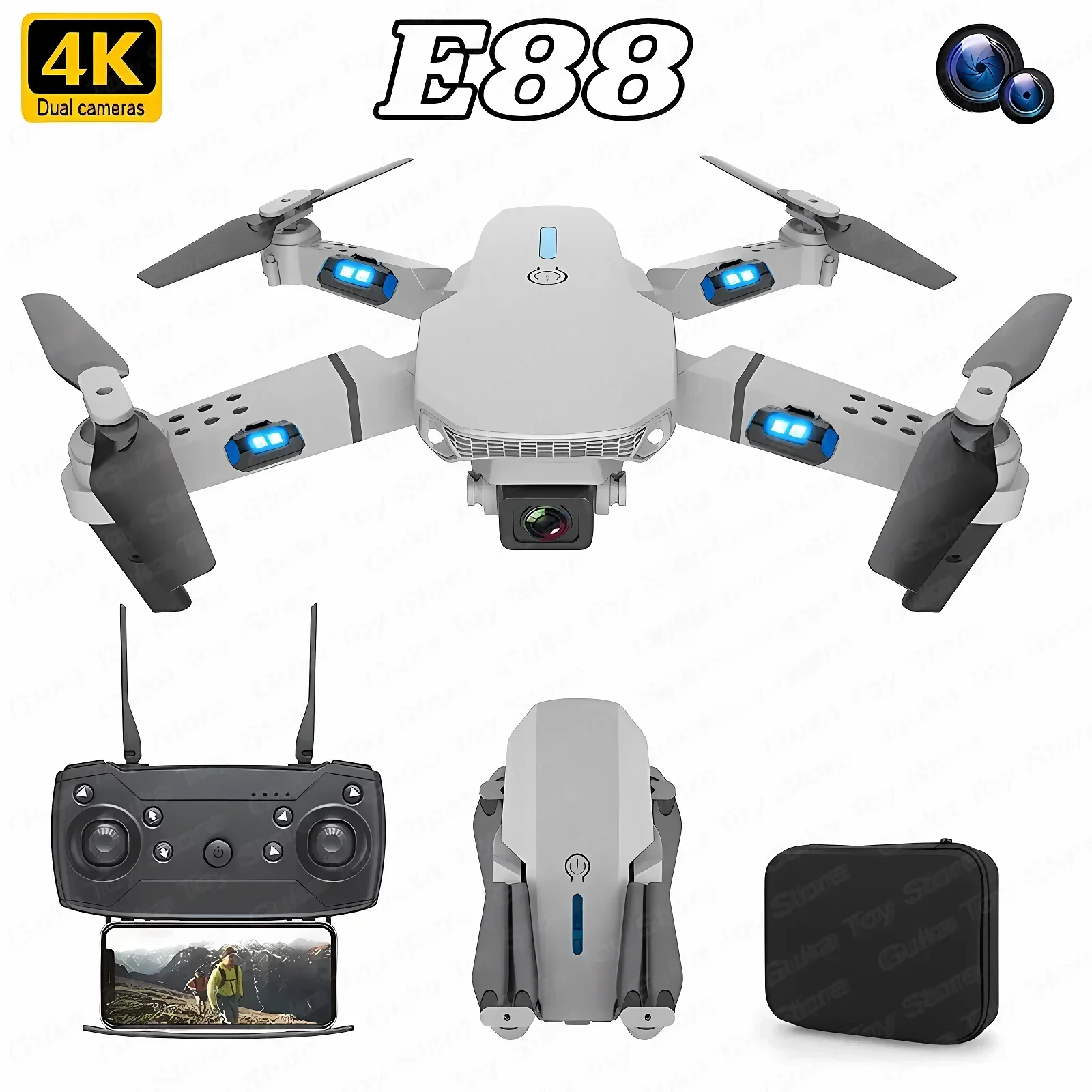 Rc Helicopter Case - E88 Pro Drone FPV kamera sudut